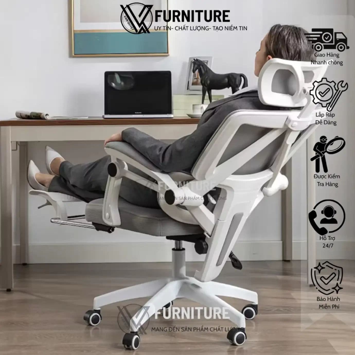 Ghế có thể điều chỉnh theo vóc dáng.