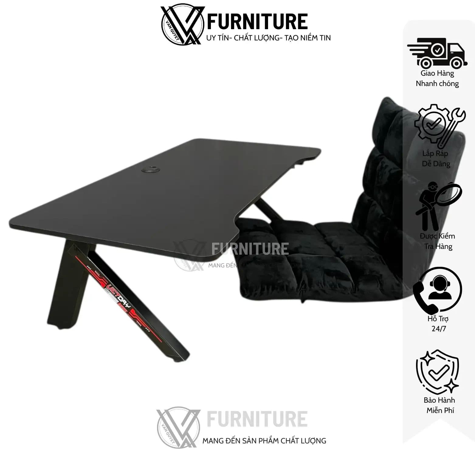 Combo Bàn Ghế Gaming Ngồi Bệt Máy Tính Splus KB02 + Ghế Tatami – Gấp Gọn,